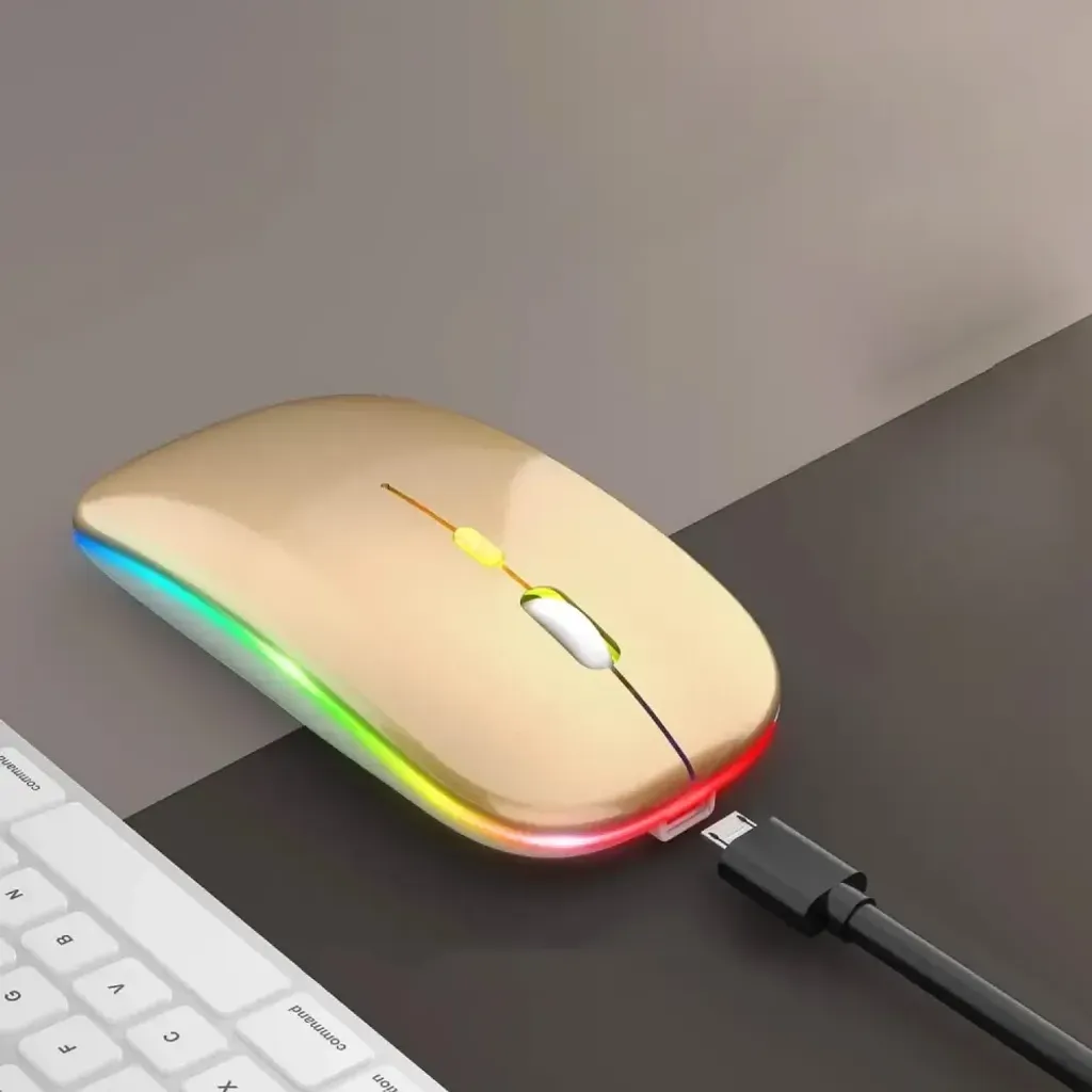 Дворежимна бездротова мишка з RGB підсвіткою Золотий