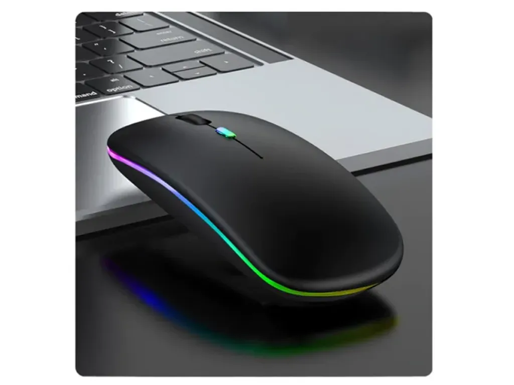 Дворежимна бездротова мишка з RGB підсвіткою Чорний