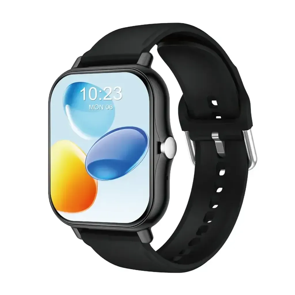 Спортивний смарт-годинник з повноекранним сенсорним дисплеєм і силіконовим ремінцем чорний