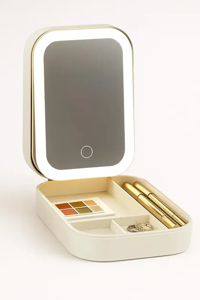 Дзеркало для макіяжу з LED-підсвічуванням Zhanss косметичний органайзер у європейському стилі білий