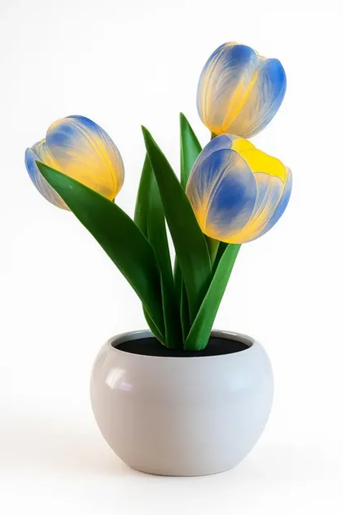 Декоративна LED лампа "Тюльпани" 20 см декоративний LED нічник для дому у вигляді кольорів лампа на батарейках Синя