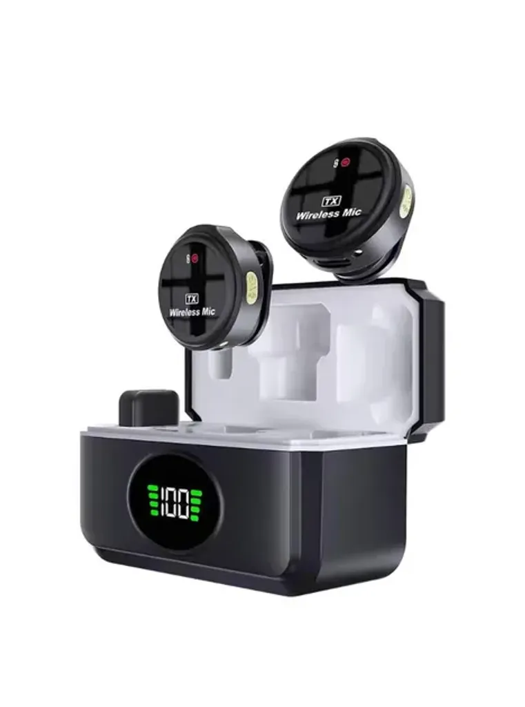 Бездротовий мікрофон Q8 Lavalier 3-в-1 з шумозаглушенням Type-C Lightning 3.5 мм, для смартфона та камери кейс із зарядкою