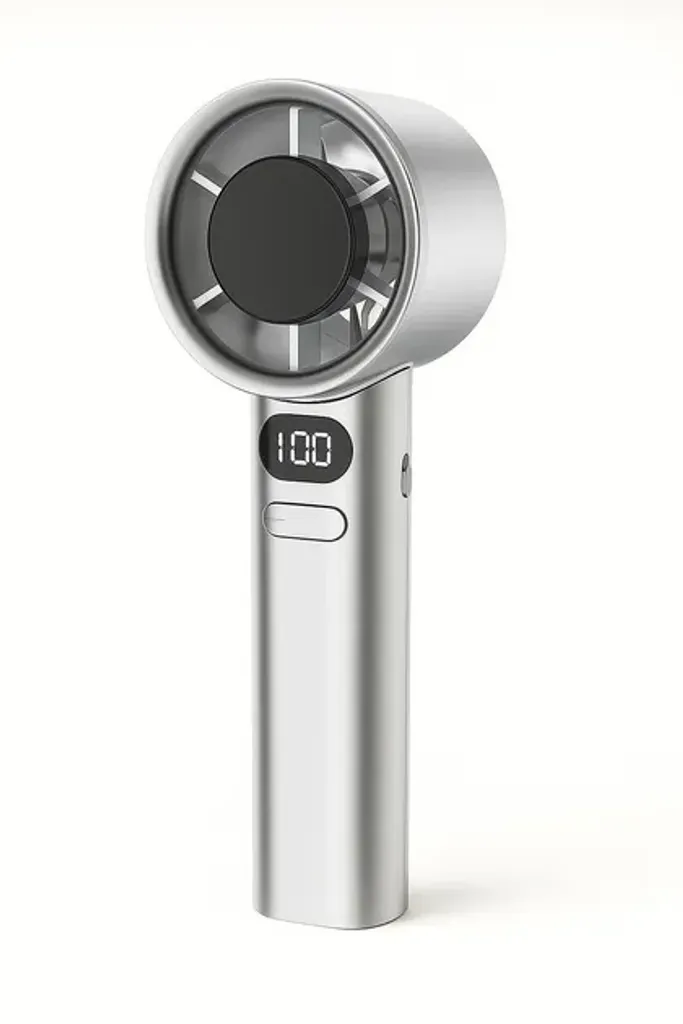 Портативний вентилятор із дисплеєм FANCHUANG ручний вентилятор акумуляторний mini USB дуйчик кишеньковий Сріблястий