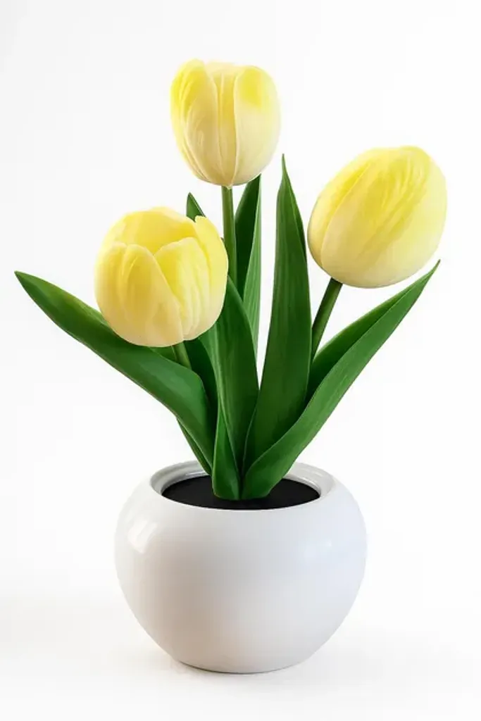 Декоративна LED лампа "Тюльпани" 20 см декоративний LED нічник для дому у вигляді кольорів лампа на батарейках Жовта