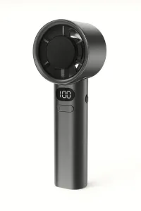 Портативний вентилятор із дисплеєм FANCHUANG ручний вентилятор акумуляторний mini USB дуйчик кишеньковий Сріблястий