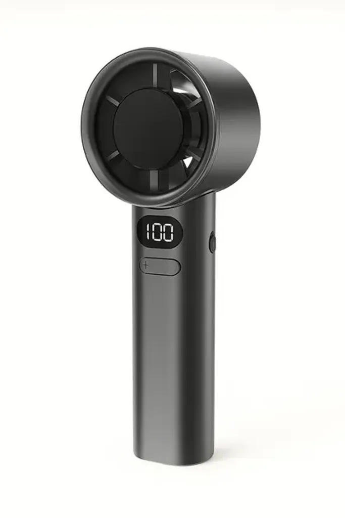 Портативний вентилятор із дисплеєм FANCHUANG ручний вентилятор акумуляторний mini USB дуйчик кишеньковий Сірий