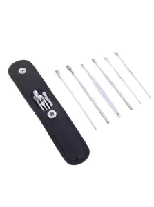 Набір металевих вушних паличок з нержавіючої сталі YONGJI XZ-221 набір для чищення вух 6 інструментів із чохлом чорний