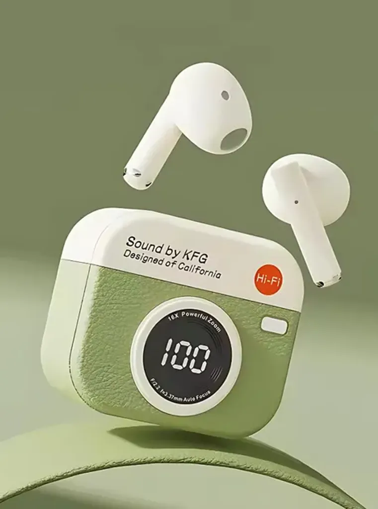 Бездротові навушники-вкладиші Q86 навушники у ретро-стилі з цифровим дисплеєм Bluetooth 5.3 сенсорне керування IPX4 Зелений