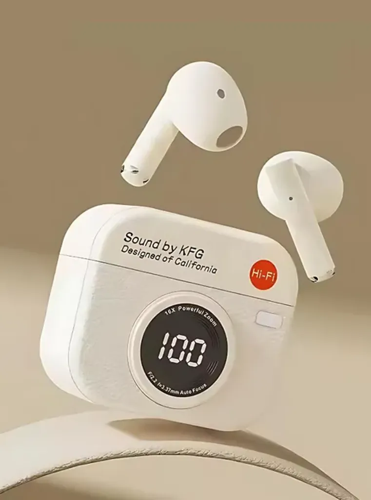 Бездротові навушники-вкладиші Q86 навушники у ретро-стилі з цифровим дисплеєм Bluetooth 5.3 сенсорне керування IPX4 Білий