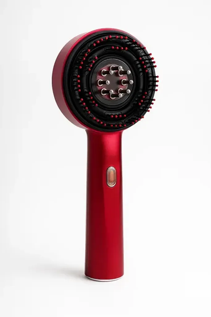 Електричний масажний гребінець для росту волосся NAMI масажер для шкіри голови з червоним світлом та подачею масел Червоний