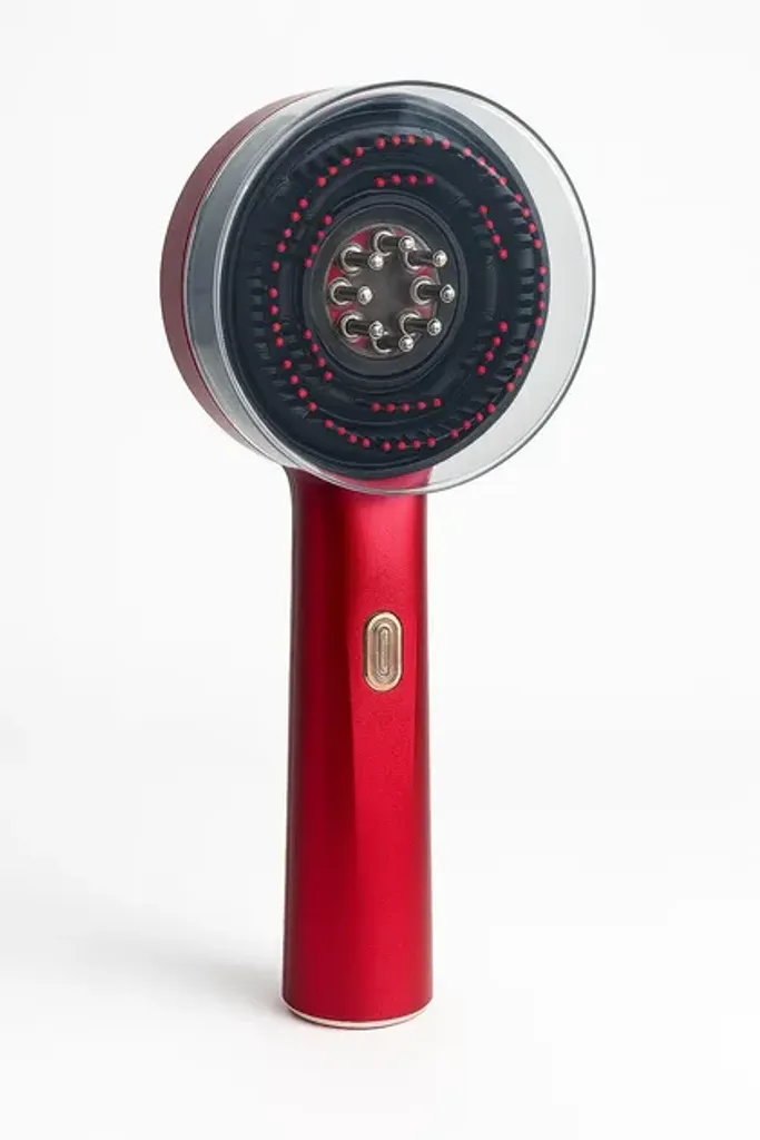 Електричний масажний гребінець для росту волосся NAMI масажер для шкіри голови з червоним світлом та подачею масел Червоний