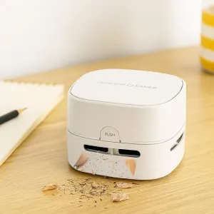 Портативний настільний міні-пилосос Macway MW-D1102 збирач сміття на батарейках 2×AA для офісу та дому білий