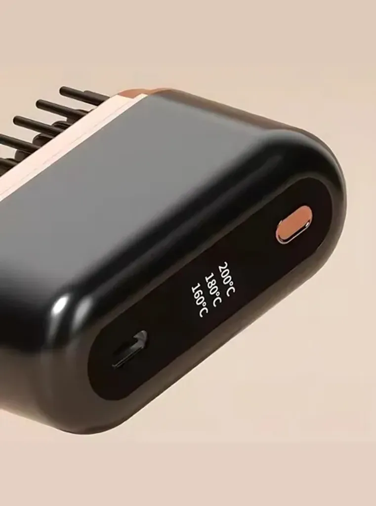 Бездротова портативна гаряча щітка-випрямляч для волосся з регулюванням температури 2000 мА год чорна