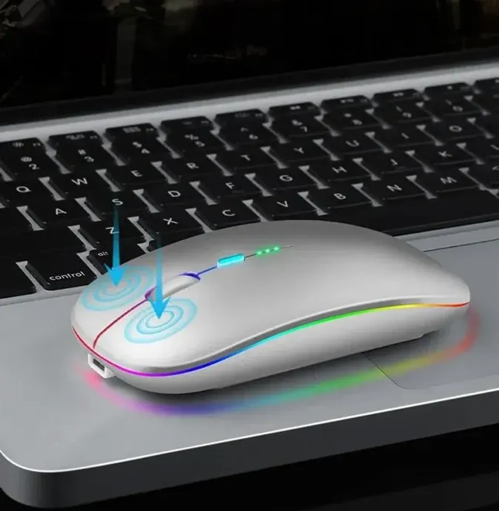 Дворежимна бездротова мишка з RGB підсвіткою Білий