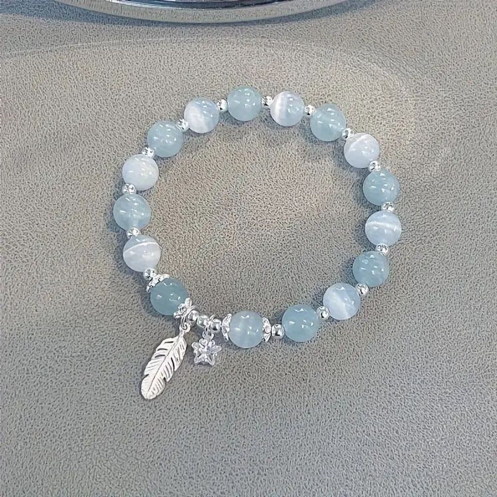 Елегантний блакитний браслет з підвіскою у вигляді зірки та пера
